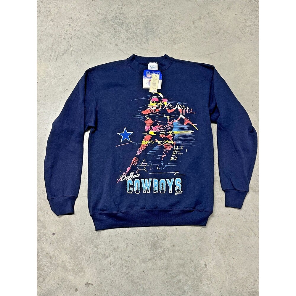 Vintage Dallas Cowboys DEADSTOCK with tags Puff Print Crewneck Sweater Size M